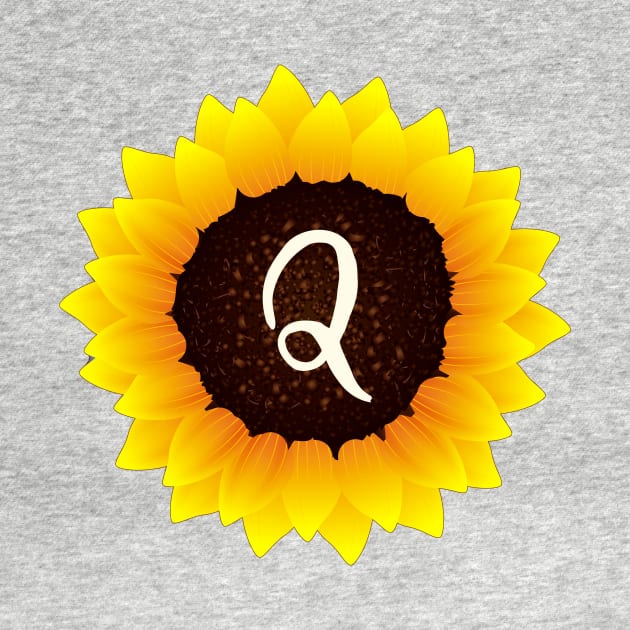 Floral Monogram Q Bright Yellow Sunflower by floralmonogram